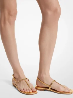 Ali Metallic Python Embossed Leather Sandal