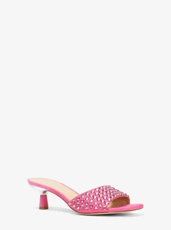 Amal Embellished Faux Suede Kitten Sandal