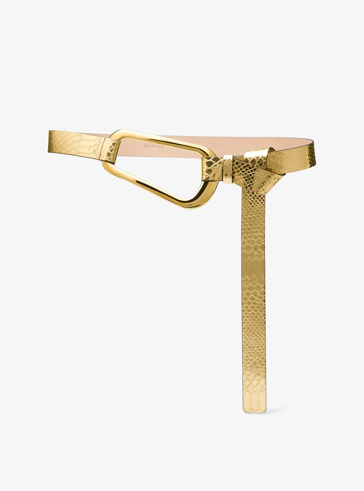 Angelina Metallic Python Embossed Leather Belt