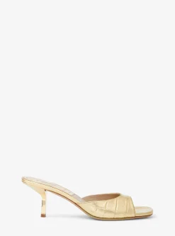 Anita Metallic Crocodile Embossed Sandals