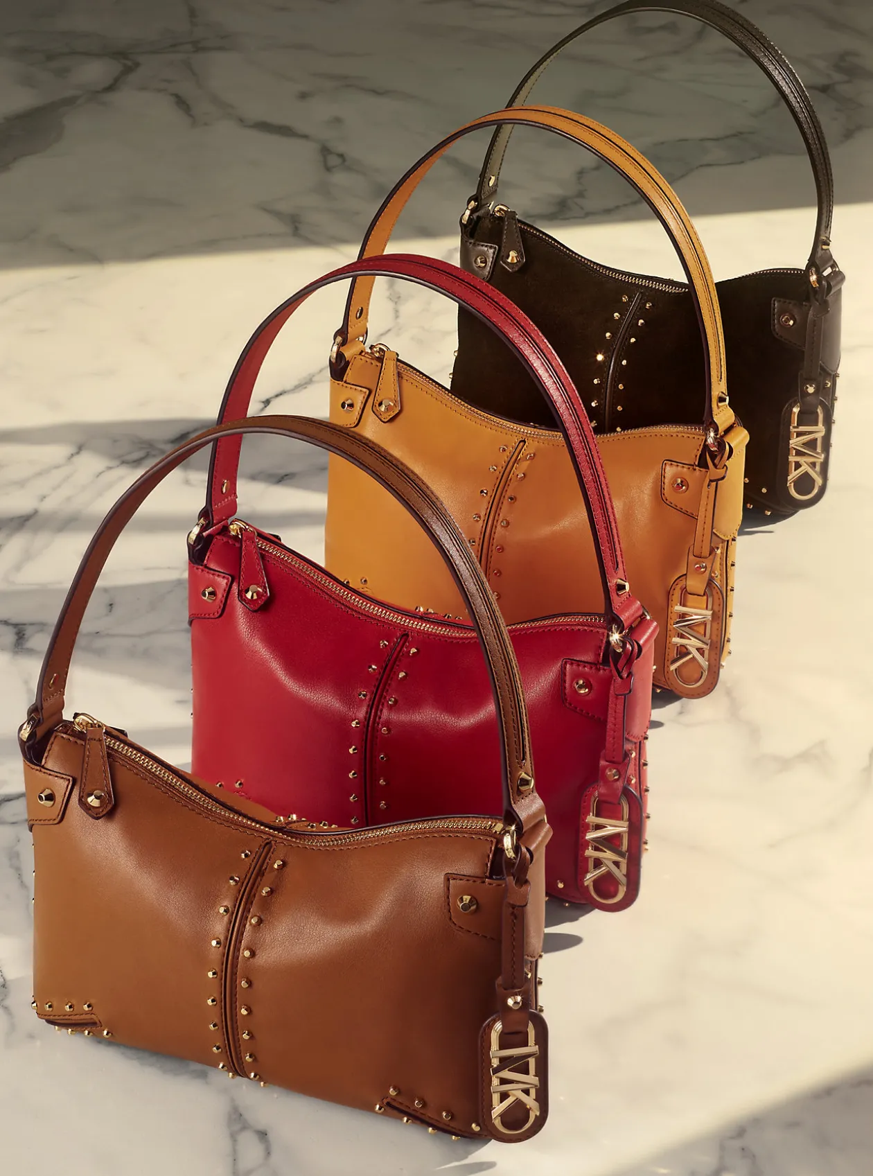 Astor Large Studded Leather Shoulder Bag