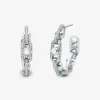 Astor Link Medium Precious Metal-Plated Brass Pav&eacute; Hoop Earrings