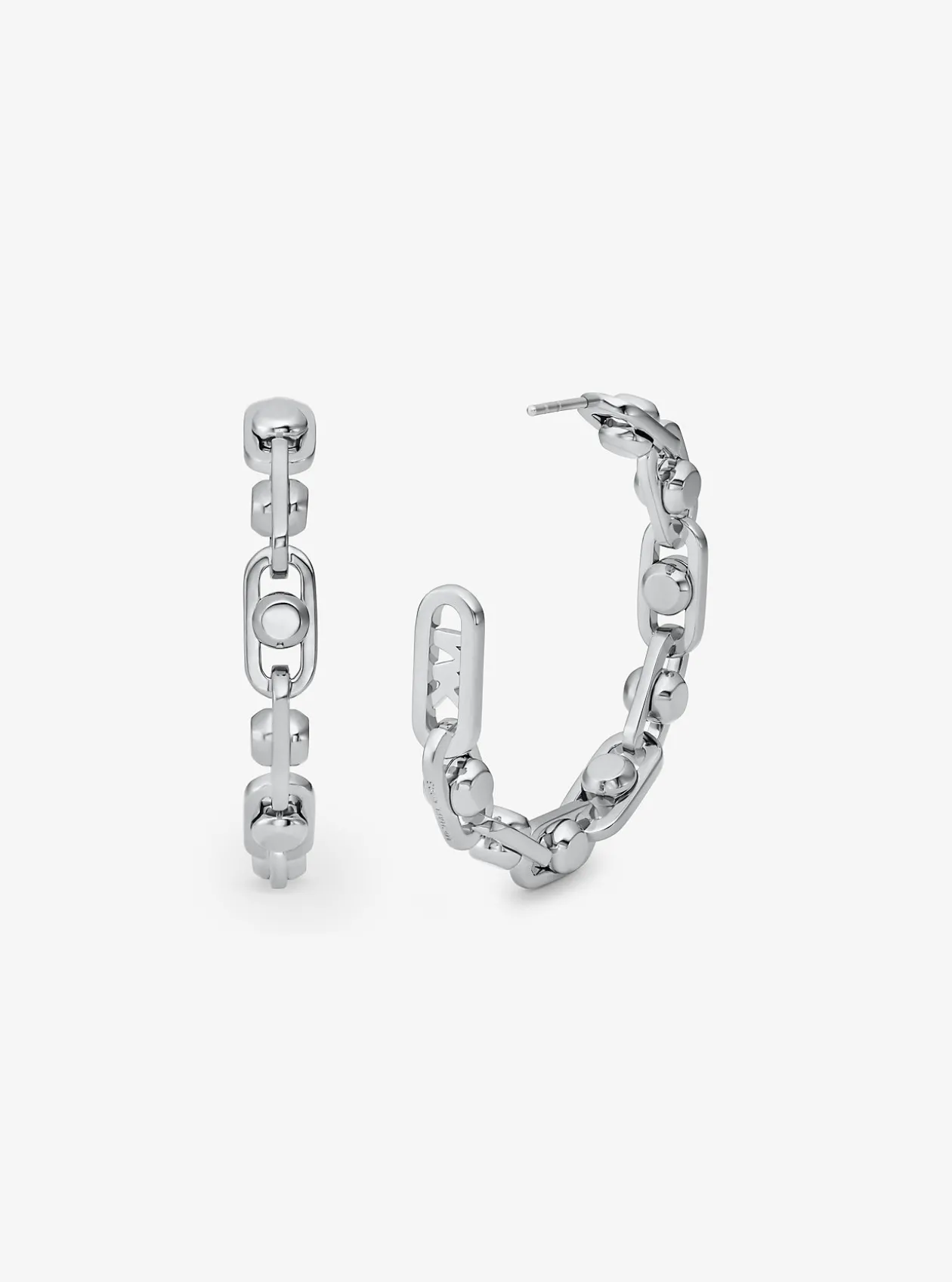 Astor Link Medium Precious Metal-Plated Brass Hoop Earrings