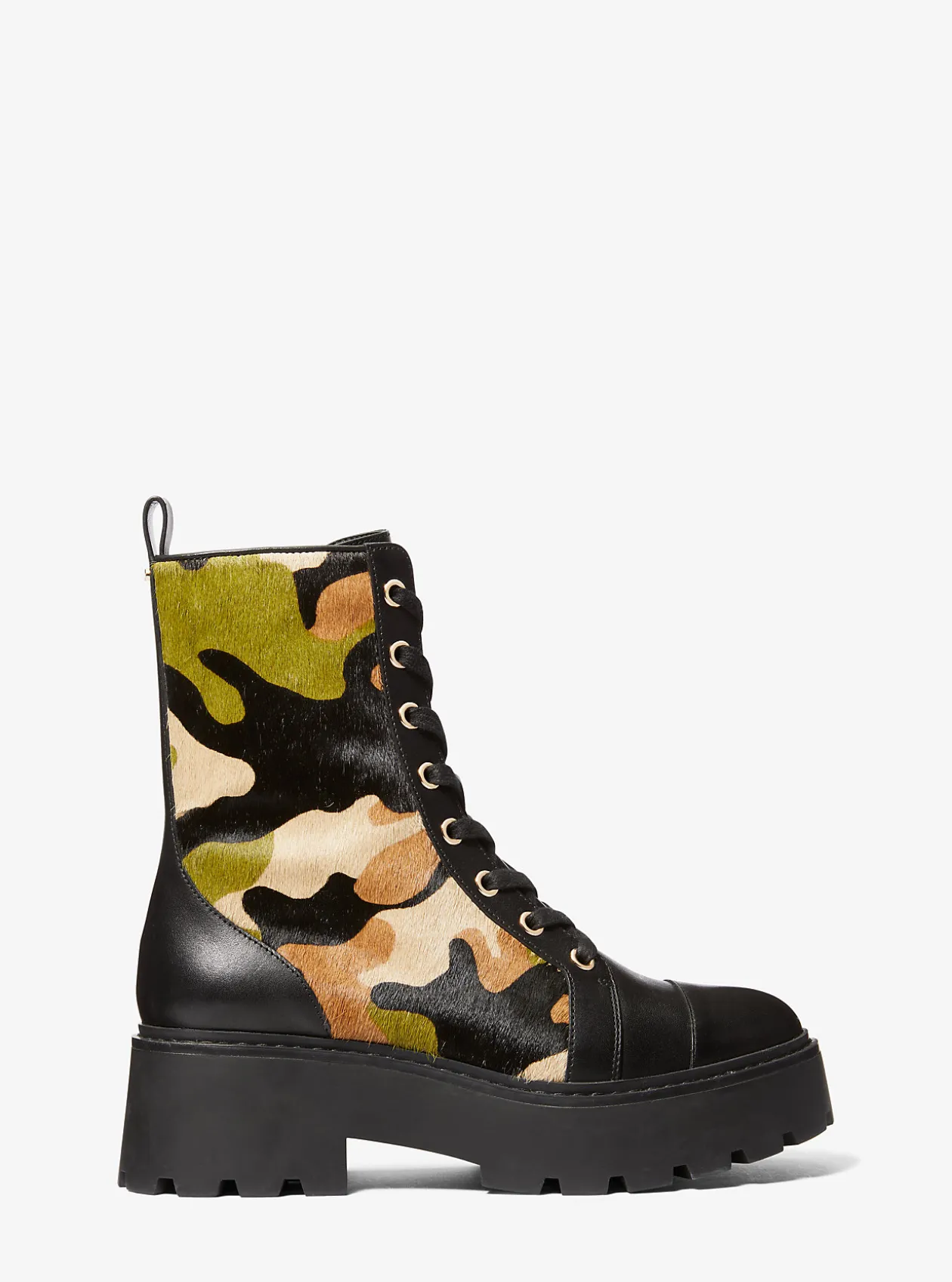 Blake Camouflage Print Calf Hair Combat Boot