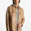 Bonded Leather Shirt Jacket