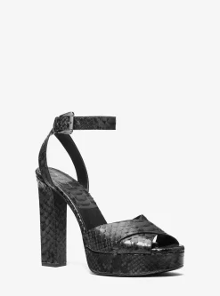Cannon Python Embossed Leather Platform Sandal