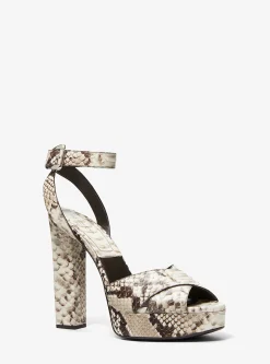 Cannon Python Embossed Leather Platform Sandal