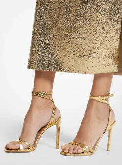 Chrissy Metallic Python Embossed Leather Sandal