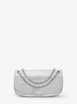 Christie Mini Crocodile Embossed Leather Envelope Bag