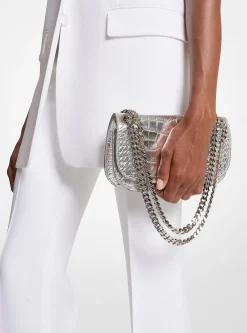 Christie Mini Crocodile Embossed Leather Envelope Bag