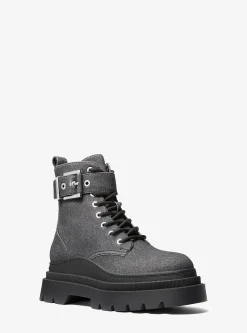 Colby Denim Print Leather Combat Boot