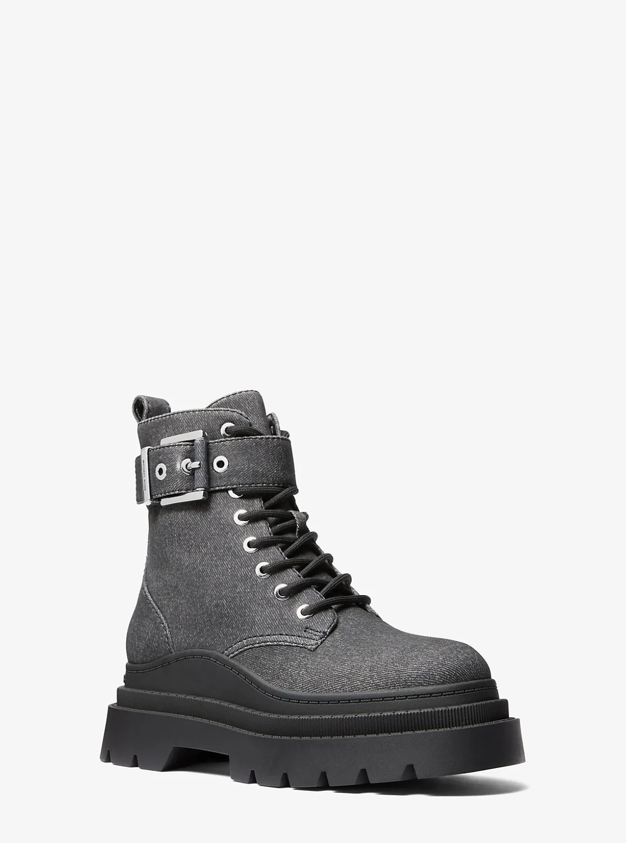 Colby Denim Print Leather Combat Boot