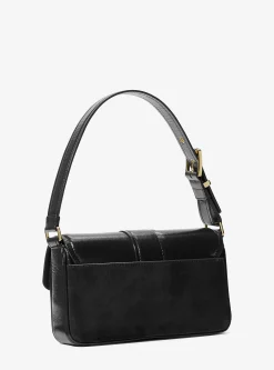 Colby Medium Crackled Leather and Suede Shoulder Bag