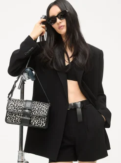Colby Medium Leopard Print Calf Hair Shoulder Bag