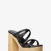 Corrine Leather and Straw Platform Sandal