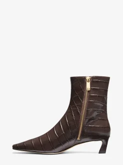 Cosmo Crocodile Embossed Leather Kitten Boot
