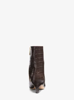 Cosmo Crocodile Embossed Leather Kitten Boot