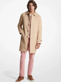 Cotton Blend Balmacaan Coat