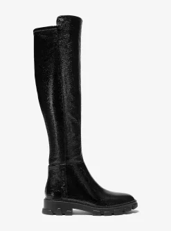 Crackled Faux Patent Leather Boot