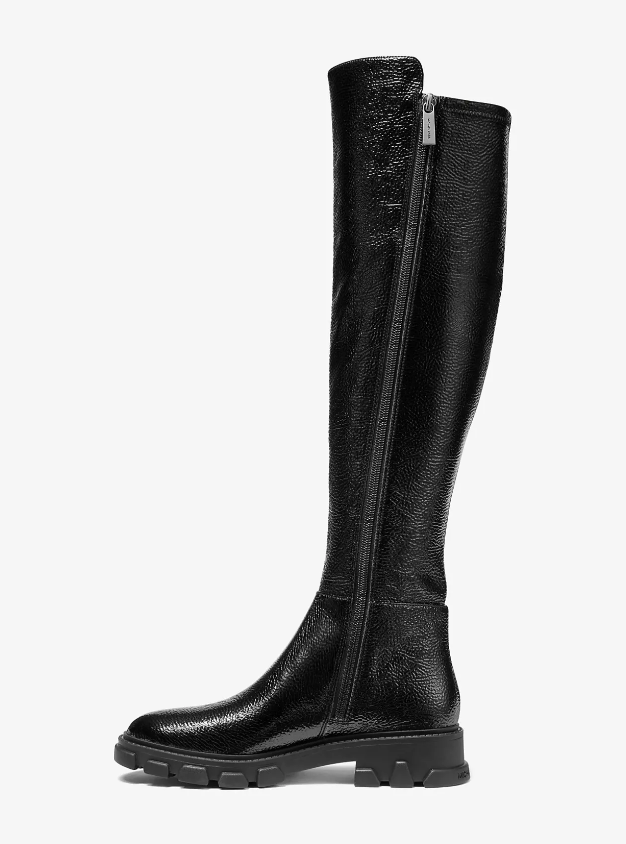 Crackled Faux Patent Leather Boot