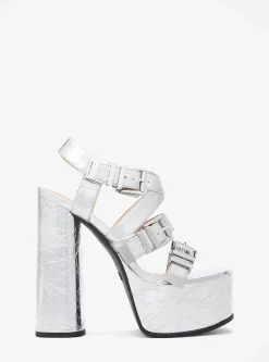 Darrington Crackled Metallic Leather Platform Sandal