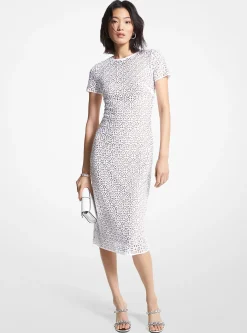 Embellished Laser Cut Scuba Dress