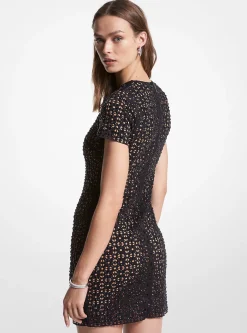 Embellished Laser Cut Scuba Dress