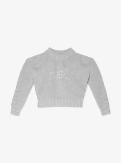 Embellished Logo Cotton Blend Sweater