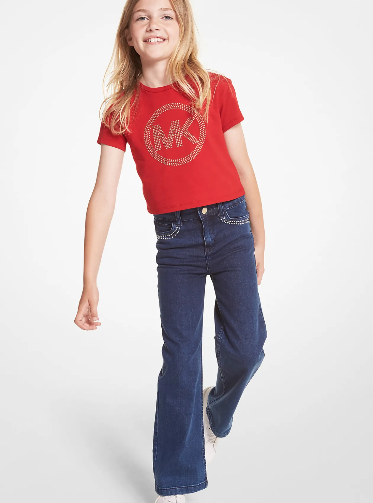 Embellished Stretch Cotton Jeans