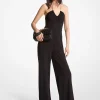 Embellished Stretch Matte Jersey Halter Jumpsuit
