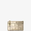 Empire Small Metallic Crocodile Embossed Leather Card Case