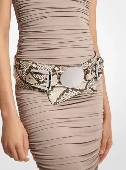 Gloria Python Embossed Leather Belt