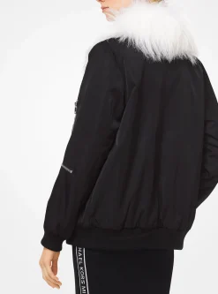 Goat Hair Collar Bomber Jacket