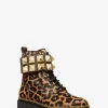 Haskell Studded Printed Calf Hair Combat Boot