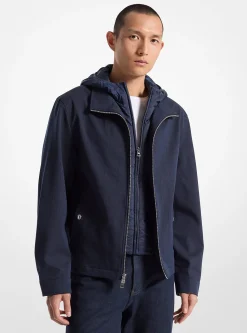 Herringbone Mixed-Media Jacket