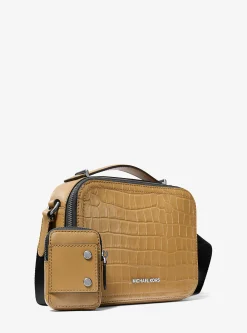 Hudson Crocodile Embossed Leather Crossbody Bag