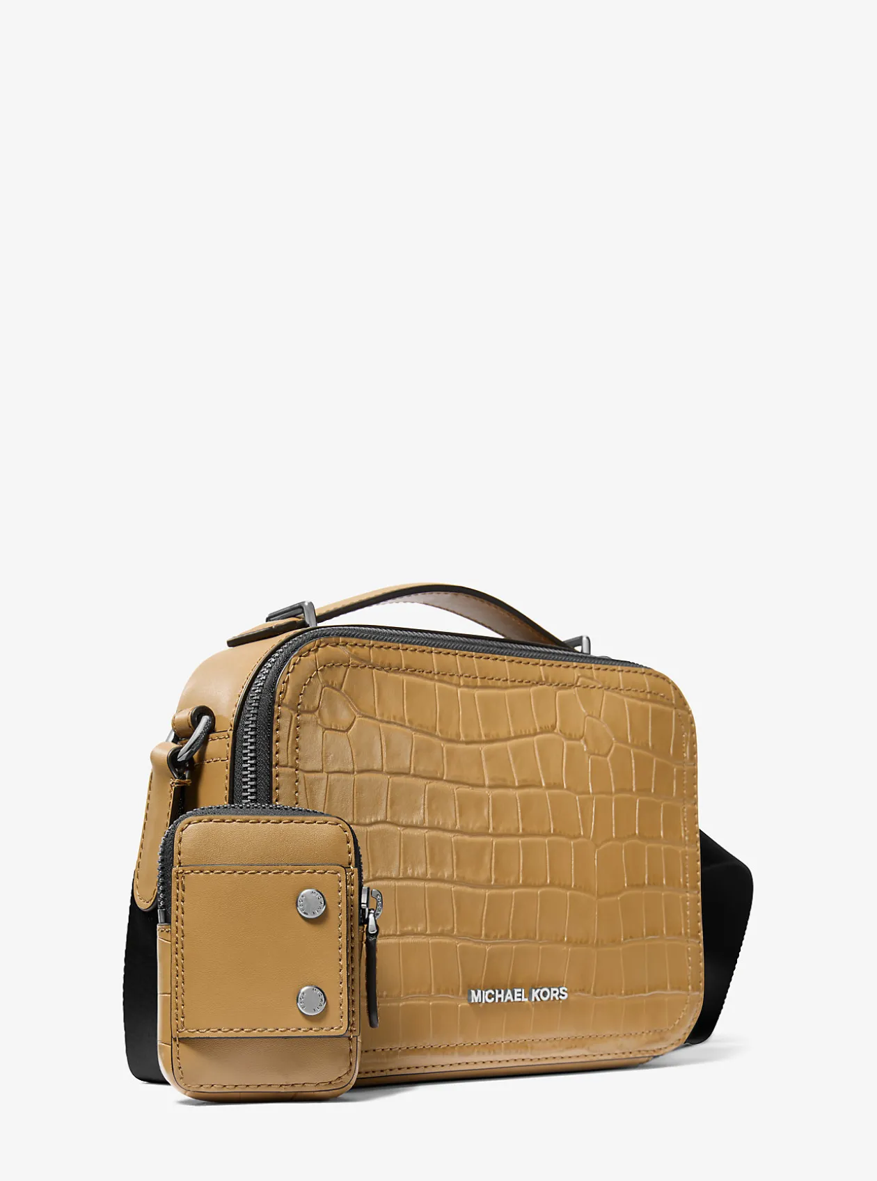 Hudson Crocodile Embossed Leather Crossbody Bag