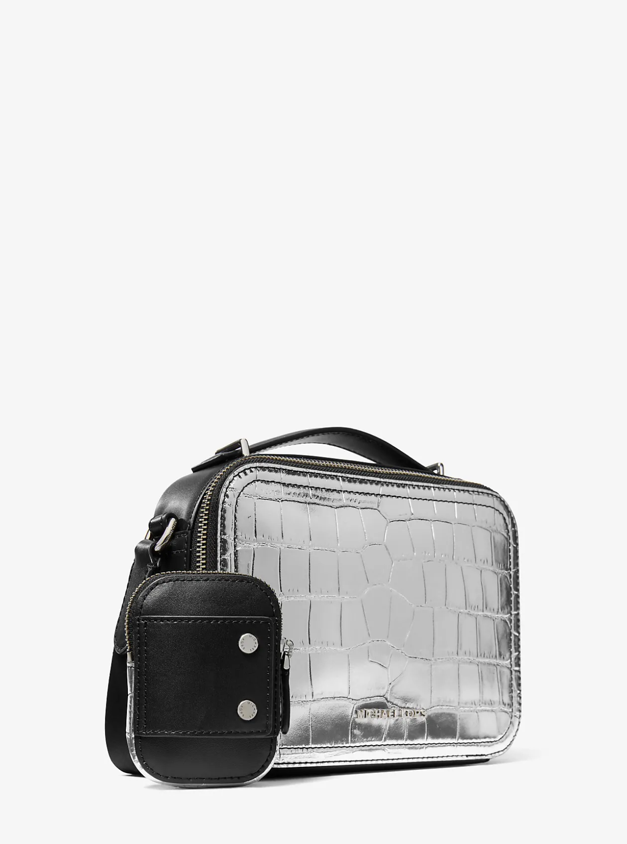 Hudson Metallic Crocodile Embossed Leather Crossbody Bag