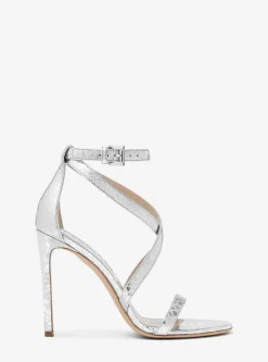 Ingrid Metallic Python Embossed Leather Sandal