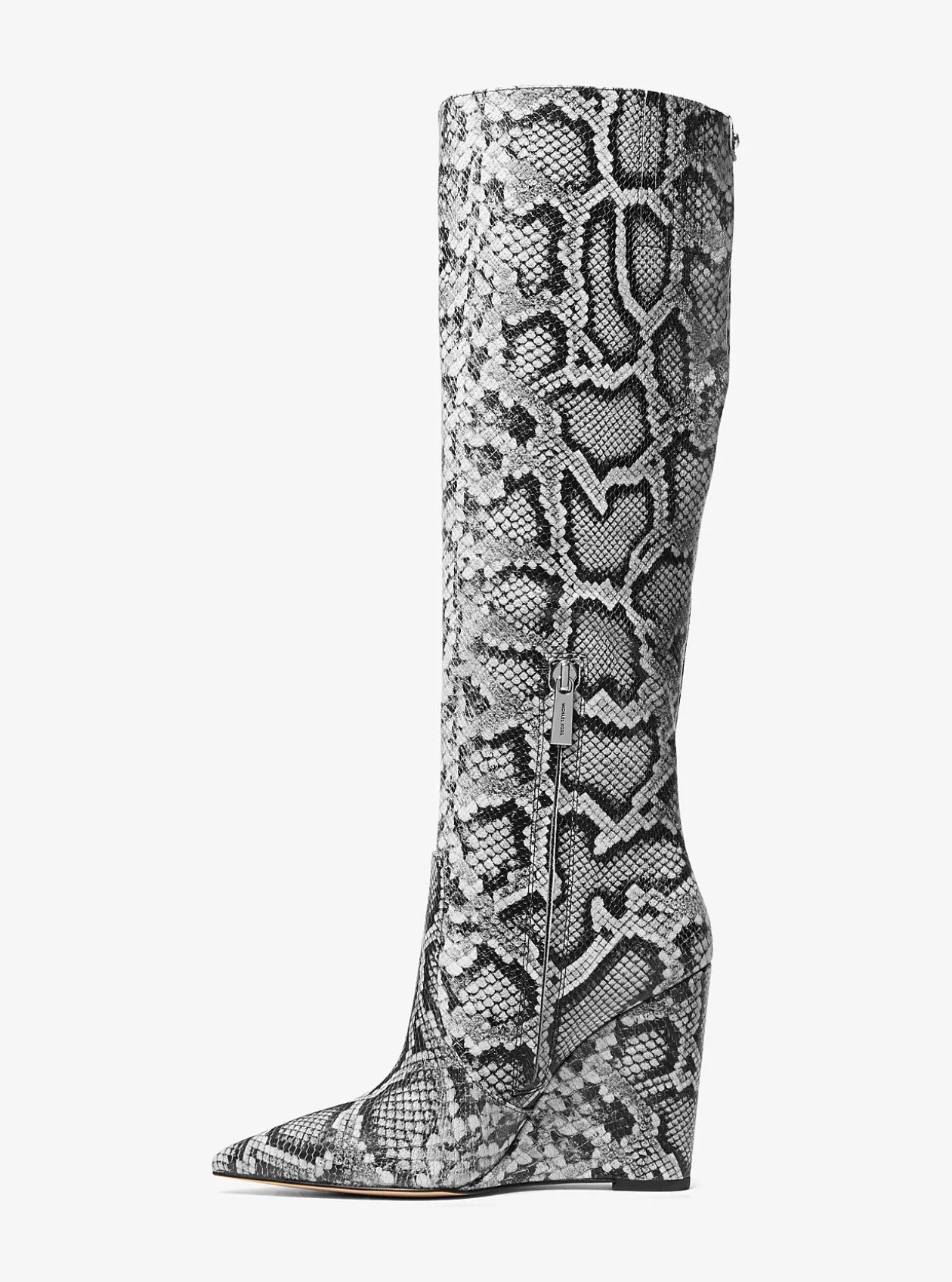 Isra Snake Embossed Leather Wedge Boot
