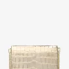 Jet Set Medium Metallic Crocodile Embossed Leather Crossbody Bag