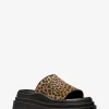 Kendra Cheetah Print Calf Hair Platform Slide Sandal