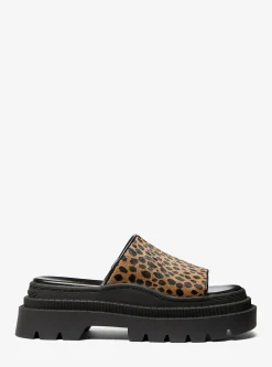 Kendra Cheetah Print Calf Hair Platform Slide Sandal