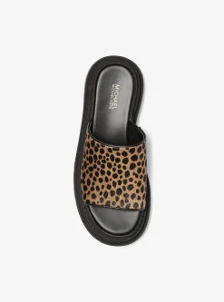 Kendra Cheetah Print Calf Hair Platform Slide Sandal