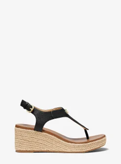 Laney Saffiano Leather Espadrille Wedge Sandal