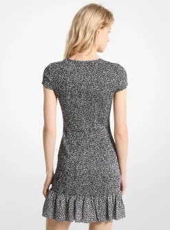 Leopard Print Smocked Mini Dress