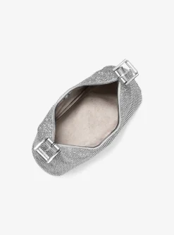 Limited-Edition Nolita Small Metallic Rhinestone Mesh Hobo Shoulder Bag