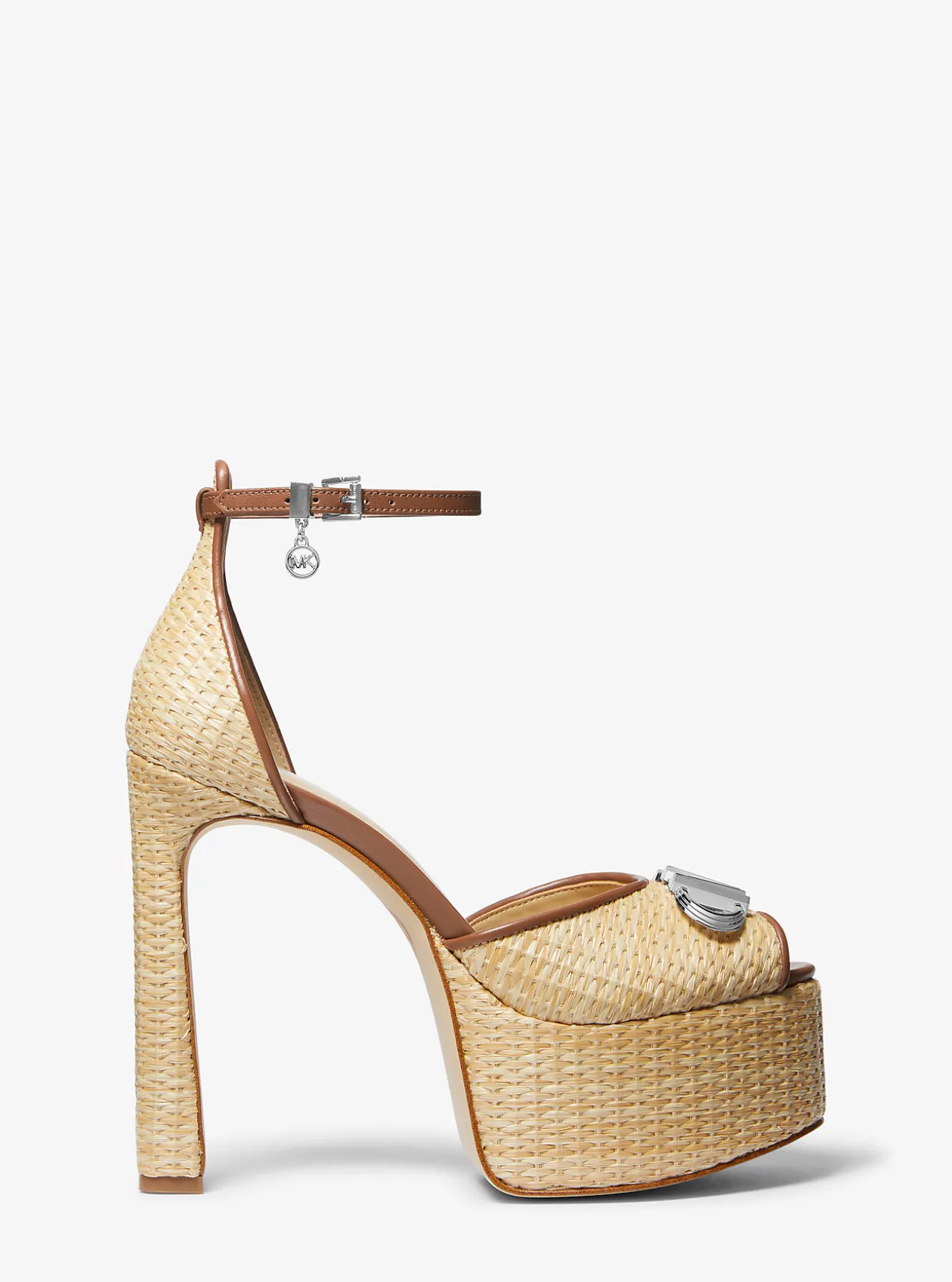 Martina Straw Peep-Toe Platform Pump