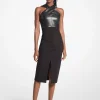 Mixed-Media Ponte Halter Dress