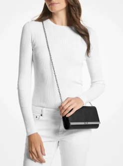 Mona Large Saffiano Leather Clutch